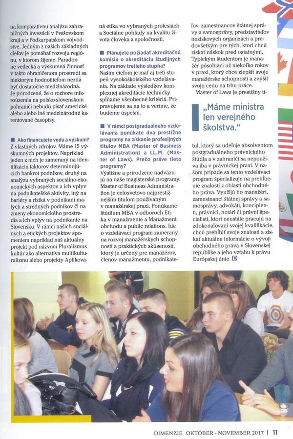 Študent je klient (časopis Dimenzie) | Vysoká škola medzinárodného podnikania ISM Slovakia v Prešove